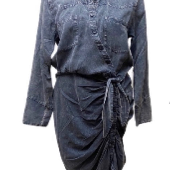 Young Fabulous & Broke Blue Tencel Shirt Dress Long Sleeve Size M - Picture 2 of 14